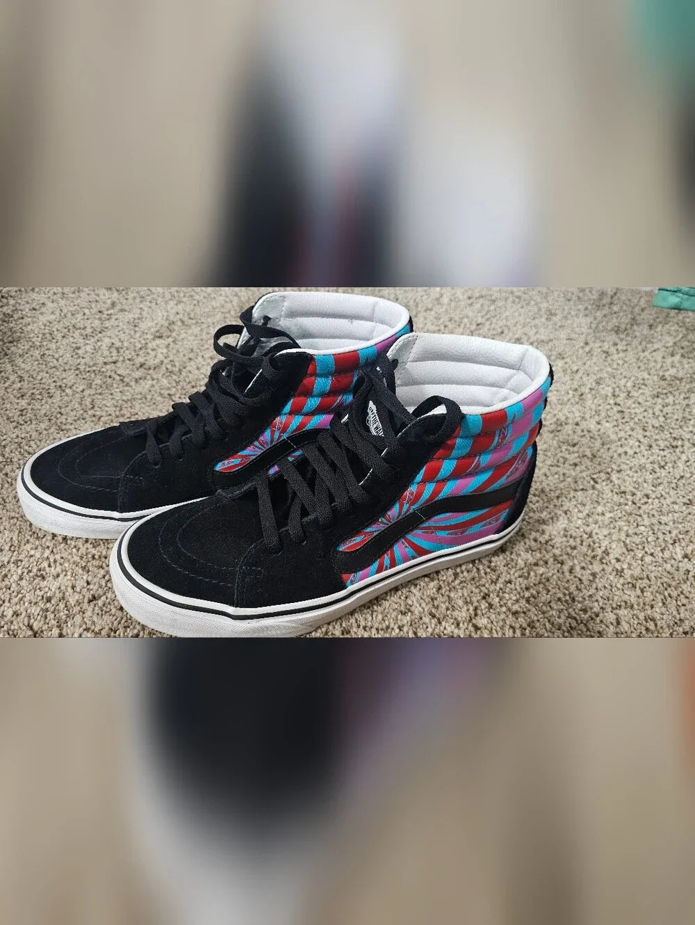 Vans Retro Mart Black High-Top Sneakers with Teal and Red Graphic Panels